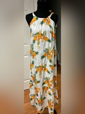chloe+rene Pineapple Floral Tropical Maxi Dress - Small